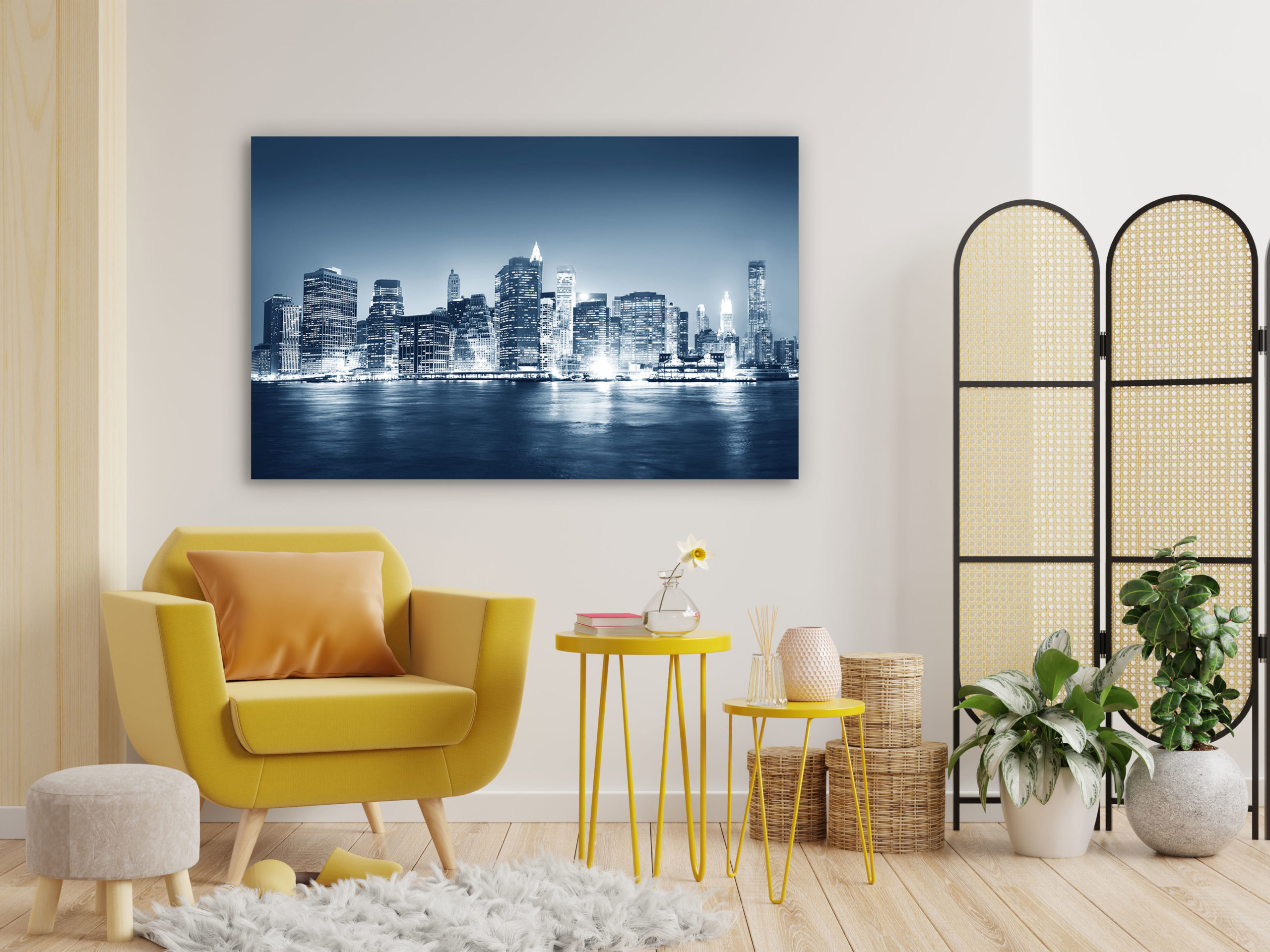 Wandbild New York in Blau im Wohnzimmer1, Städte & Architektur Wandbild New York in Blau im Wohnzimmer1, Städte & Architektur