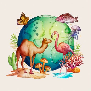 wandbild-biodiversitaetsillustration-aquarell-tiere-natur-min