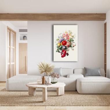 wandbild-blumenbouquet-illustration-wohnzimmer