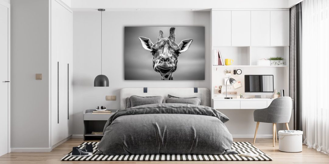 wandbild-giraffe-schwarz-weiss-natur-tiere-kinderzimmer