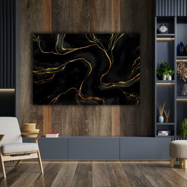 Wandbild Goldener Marmor im Flur, Abstrakt