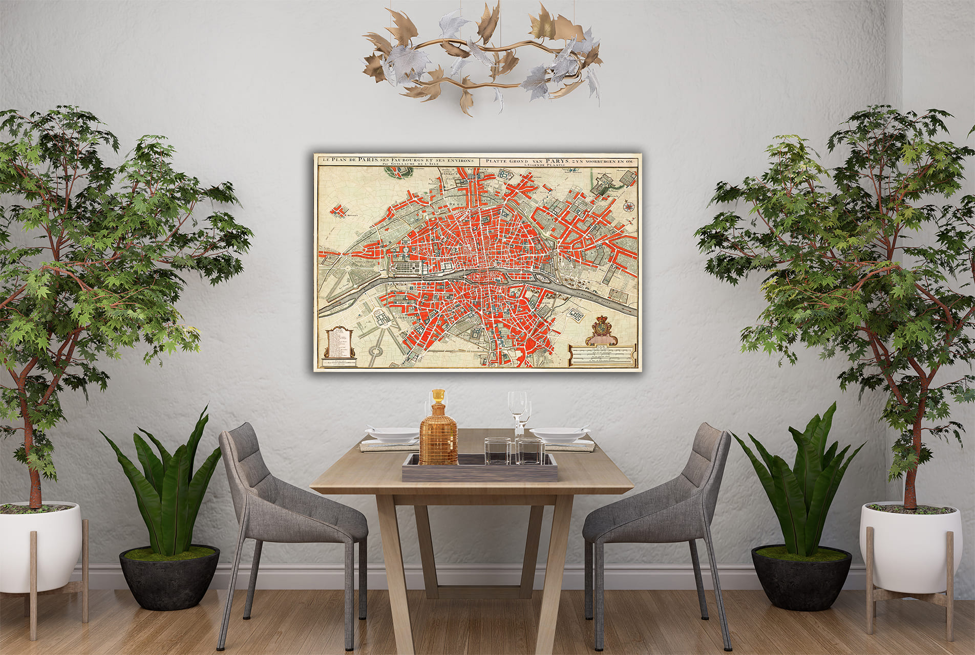 wandbild-historischer-stadtplan-paris-esszimmer wandbild-historischer-stadtplan-paris-esszimmer