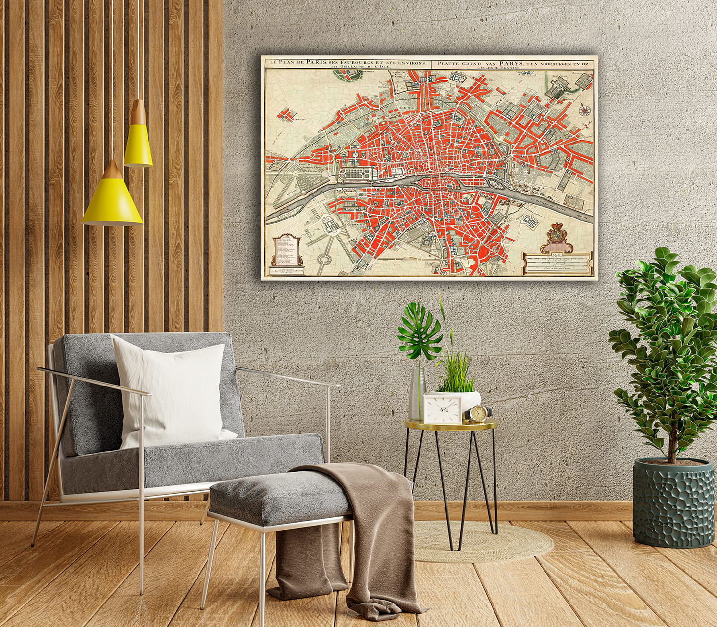 wandbild-historischer-stadtplan-paris-flur wandbild-historischer-stadtplan-paris-flur