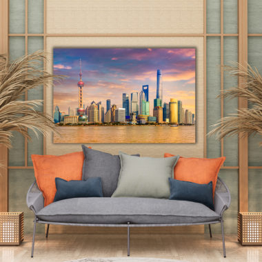 wandbild-shanghai-tower-im-abendlicht-staedte-landschaft-wohnzimmer