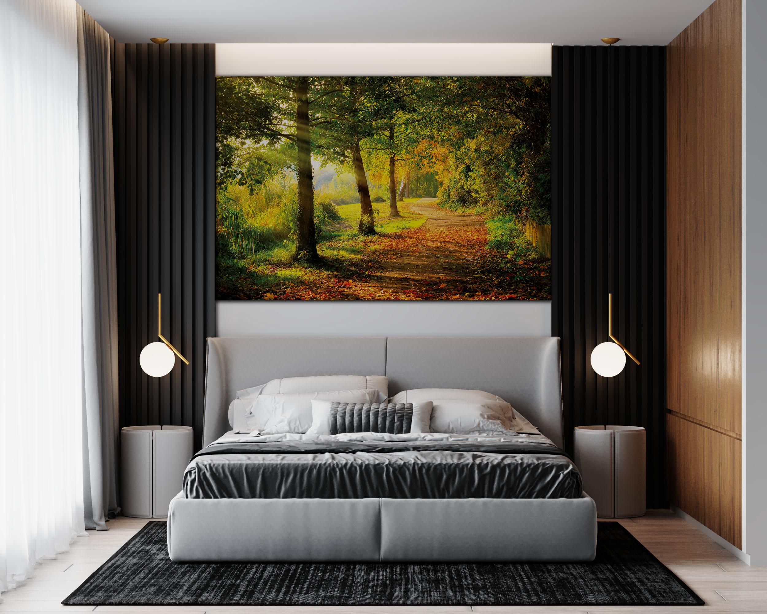200165-wandbild-waldweg-herbst-natur-landschaft-schlafzimmer Wandbild Waldweg Herbst im Schlafzimmer, Natur & Landschaft