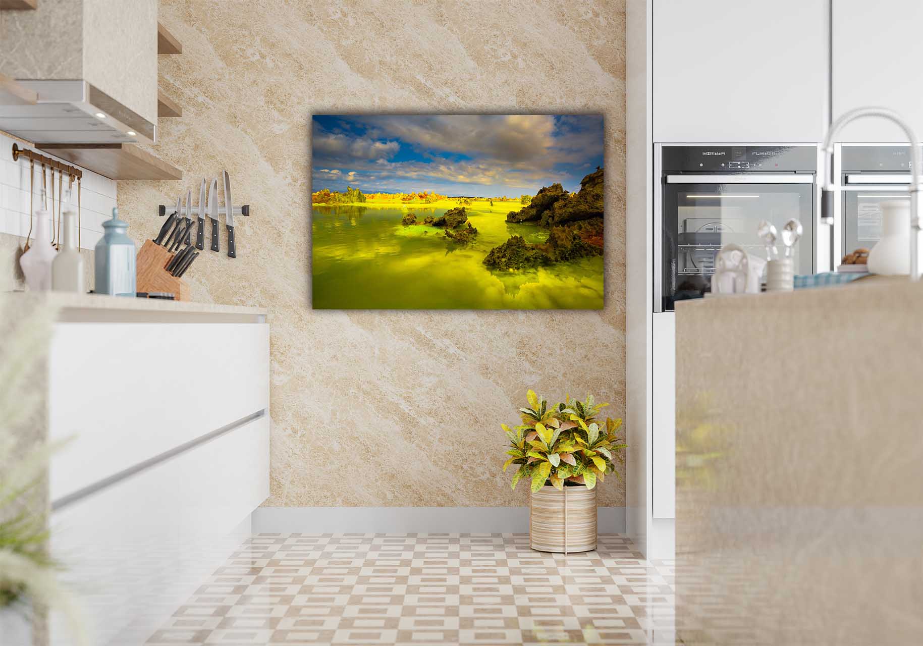 Wandbild Dallol Vulkan in der Küche, Natur & Landschaft Wandbild Dallol Vulkan in der Küche, Natur & Landschaft