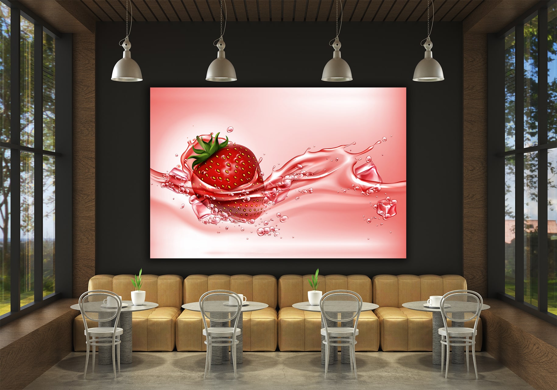 wandbild-erbeertraum-illustration-esszimmer1-min Wandbild Erdbeertraum im Esszimmer3, Illustration