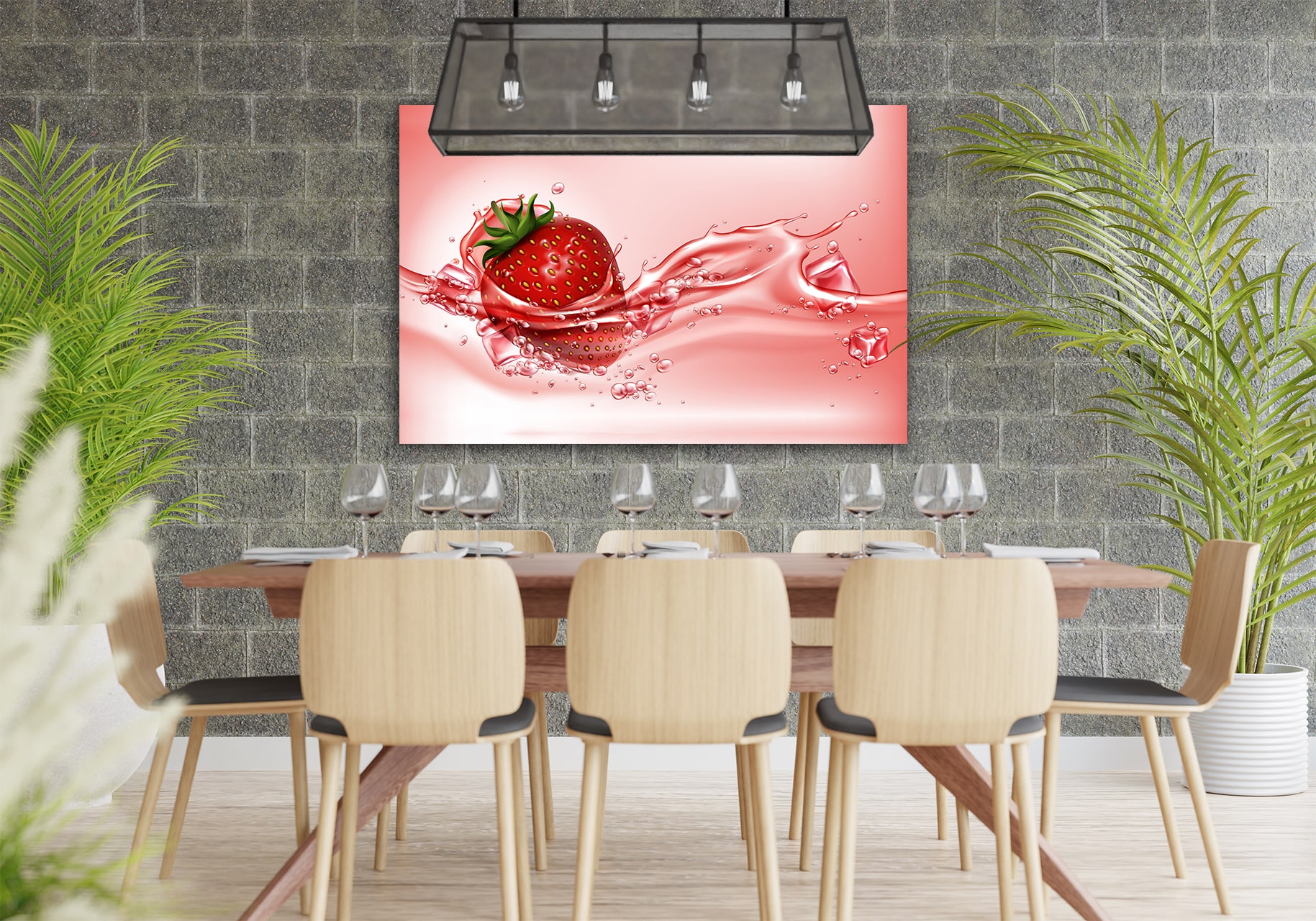 wandbild-erbeertraum-illustration-esszimmer2-min Wandbild Erdbeertraum im Esszimmer2, Illustration