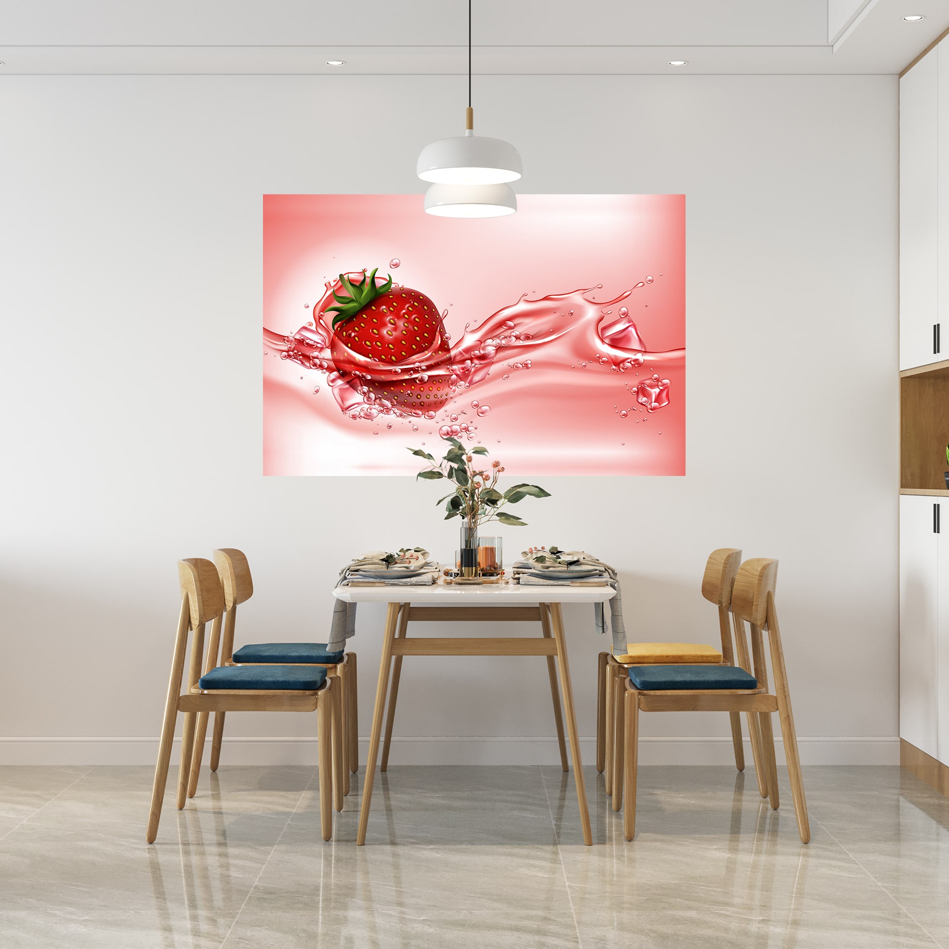 wandbild-erbeertraum-illustration-esszimmer3-min Wandbild Erdbeertraum im Esszimmer, Illustration