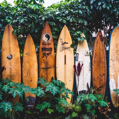 Wandbild Surfboard, Landschaft