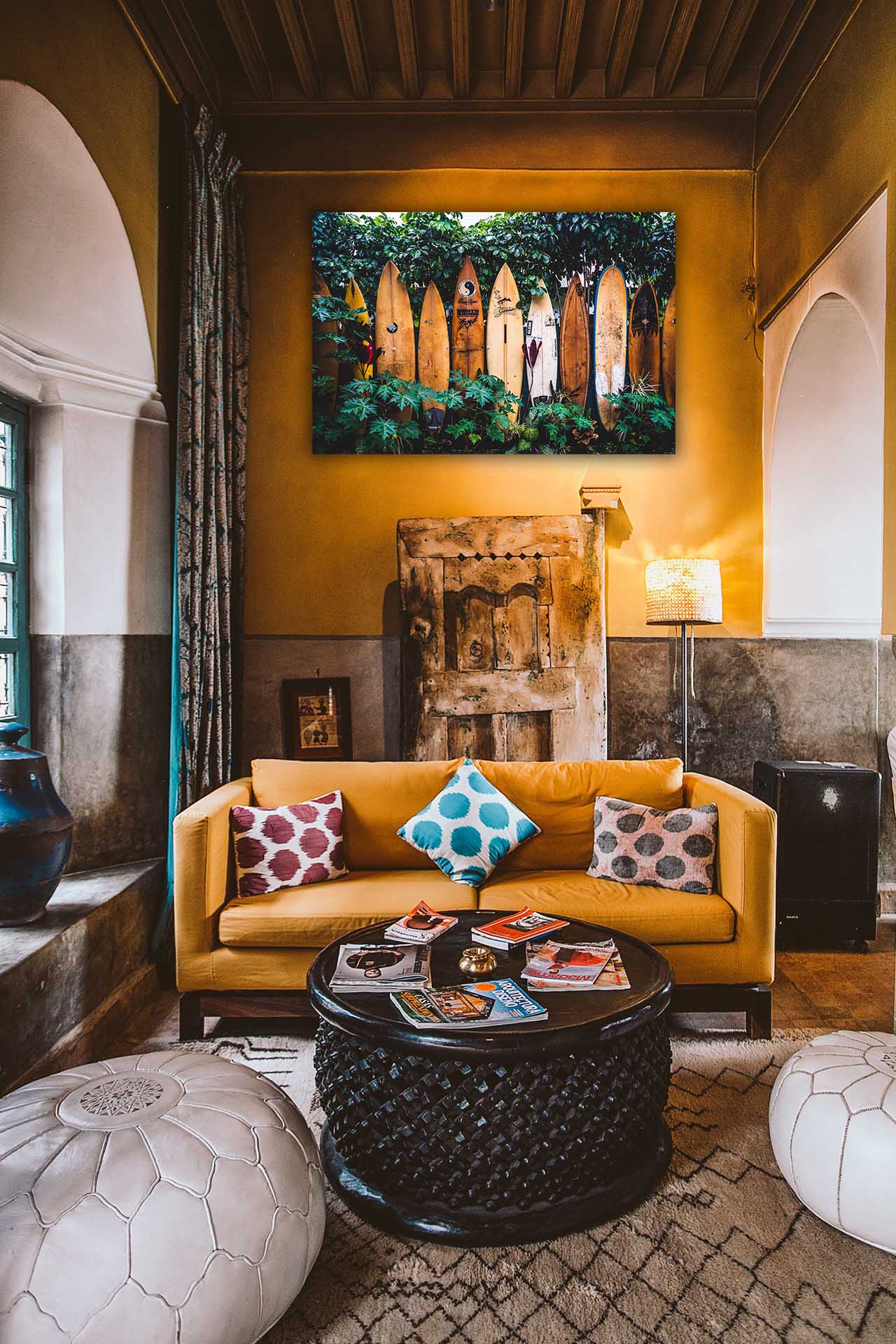 wandbild-surfboard-landschaft-wohnzimmer Wandbild Surfboard im Wohnzimmer2, Landschaft