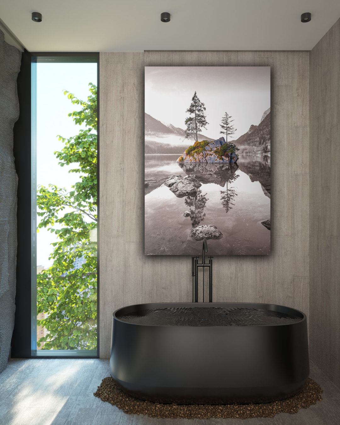 wandbild bergsee schwarz weiss natur landschaft bad