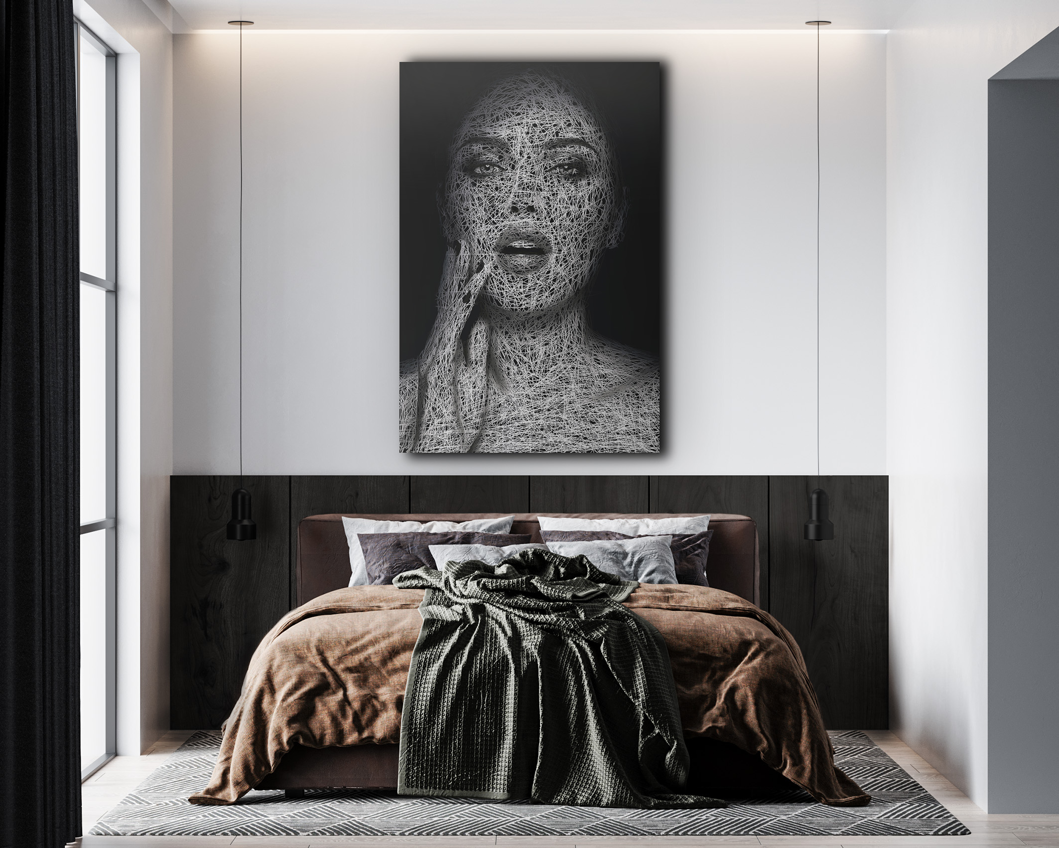 Wandbild Doodled Woman, Schlafzimmer