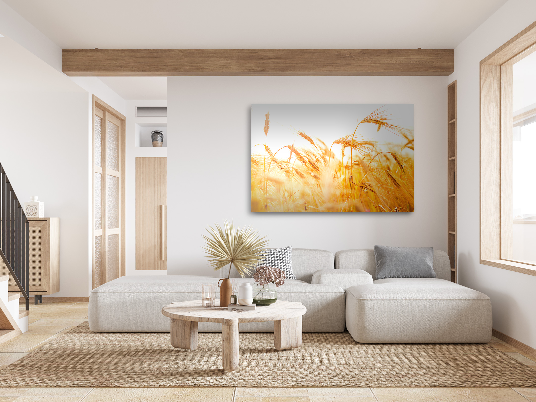 wandbild-getreide-im-wind-natur-landschaft-wohnzimmer Wandbild Getreide im Wind - Wohnzimmer