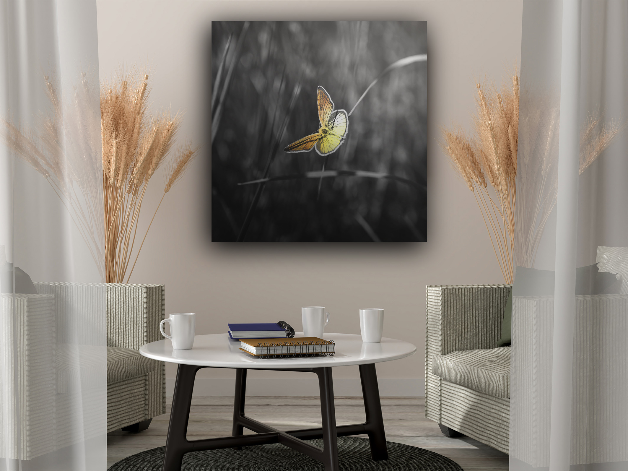 Wandbild Goldener Schmetterling Flur
