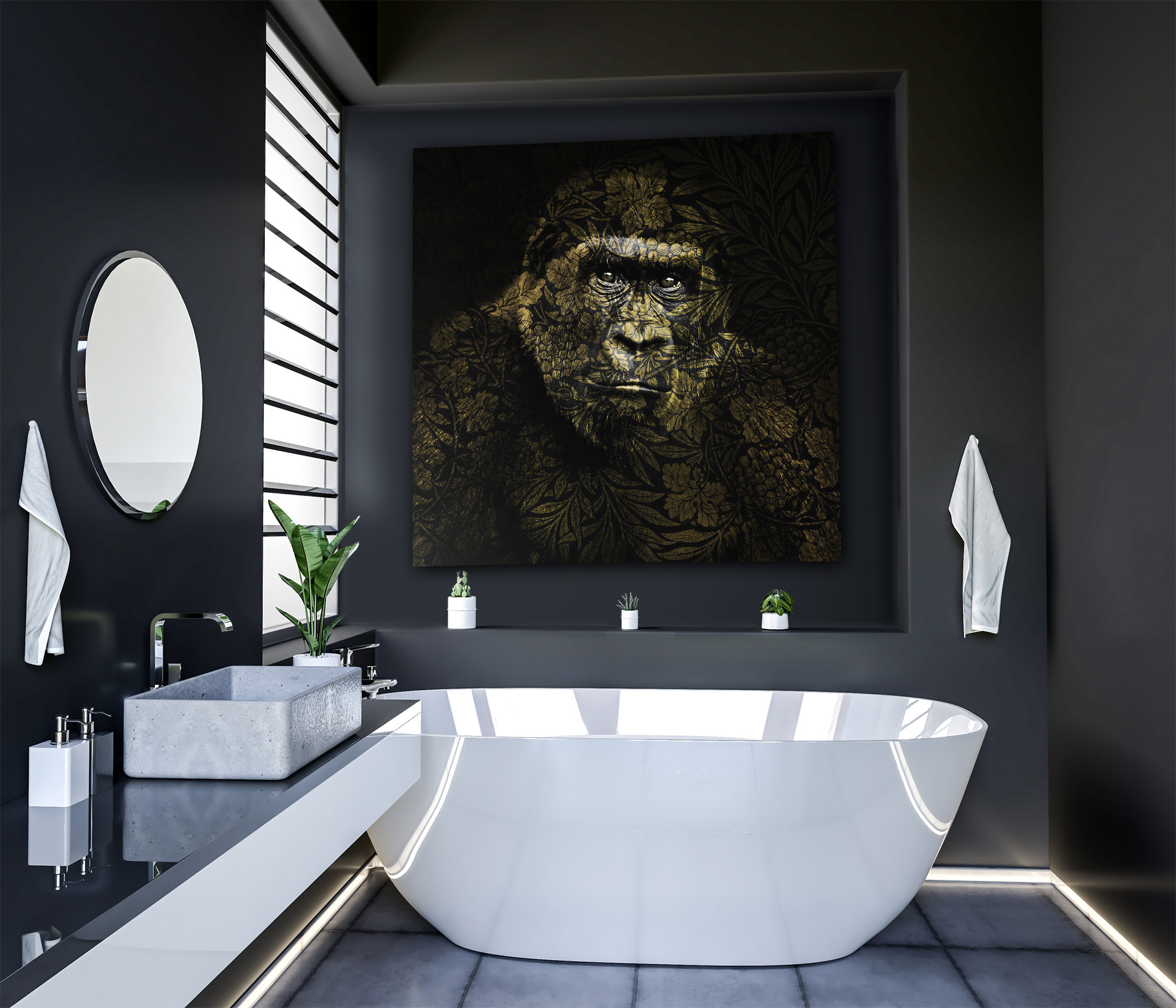 wandbild-goldener-gorilla-tiere-natur-bad Wandbild Goldener Gorilla - Bad