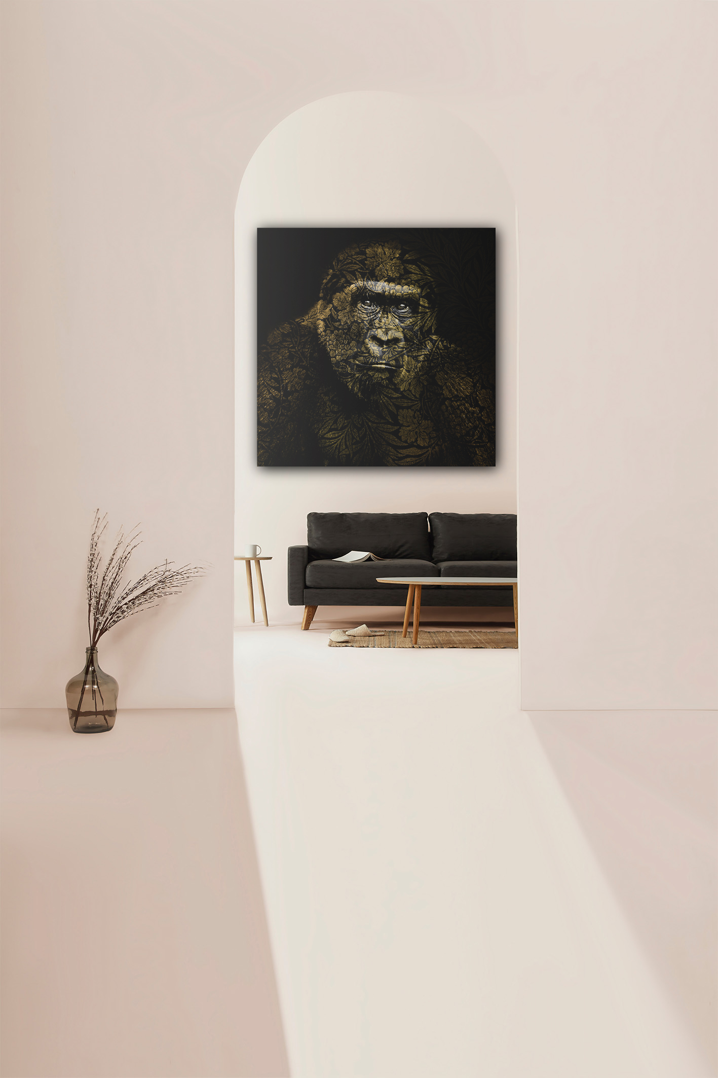 wandbild-goldener-gorilla-tiere-natur-flur2 Wandbild Goldener Gorilla - Flur2