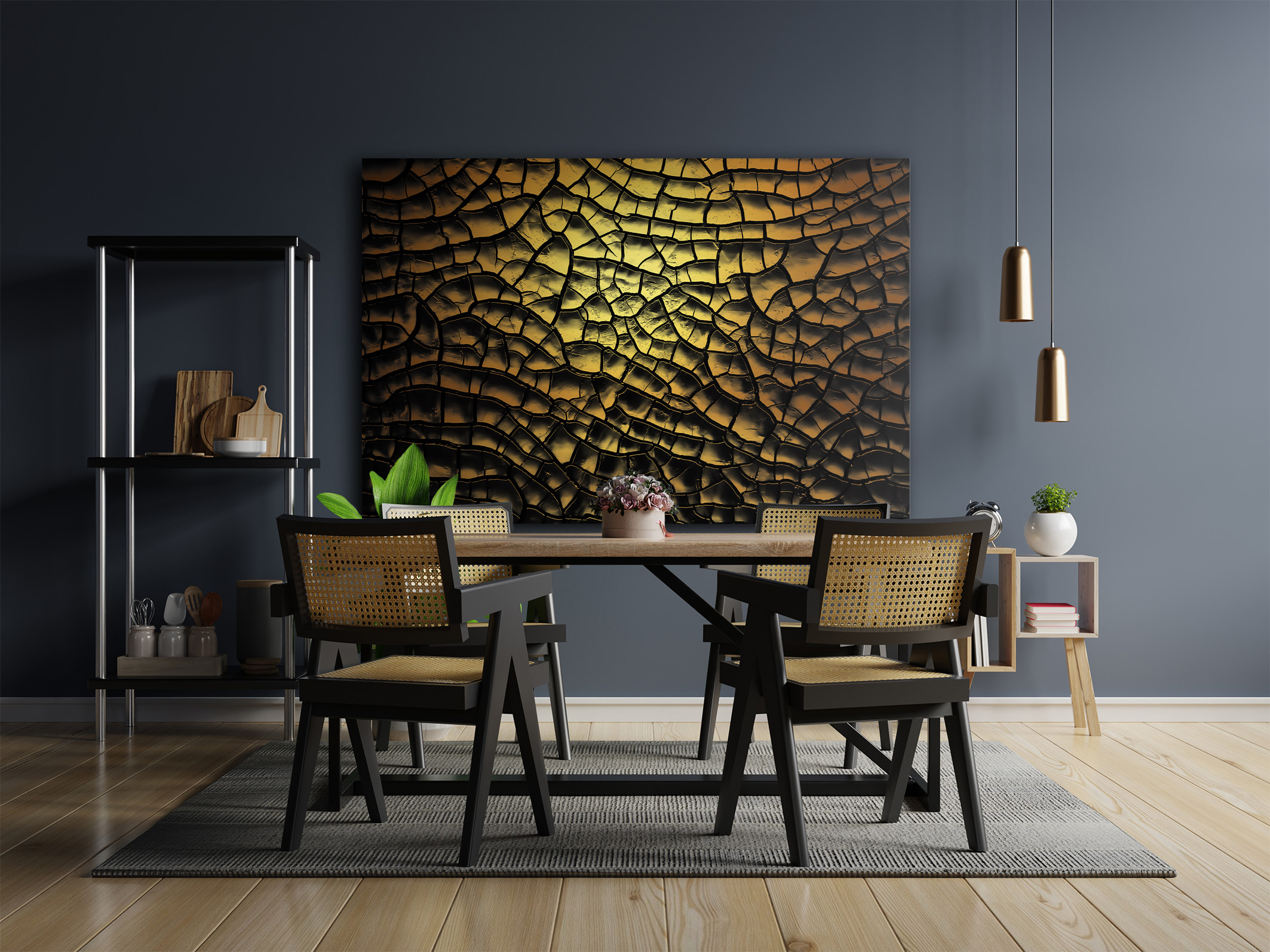 Wandbild Trockener Boden gold Esszimmer