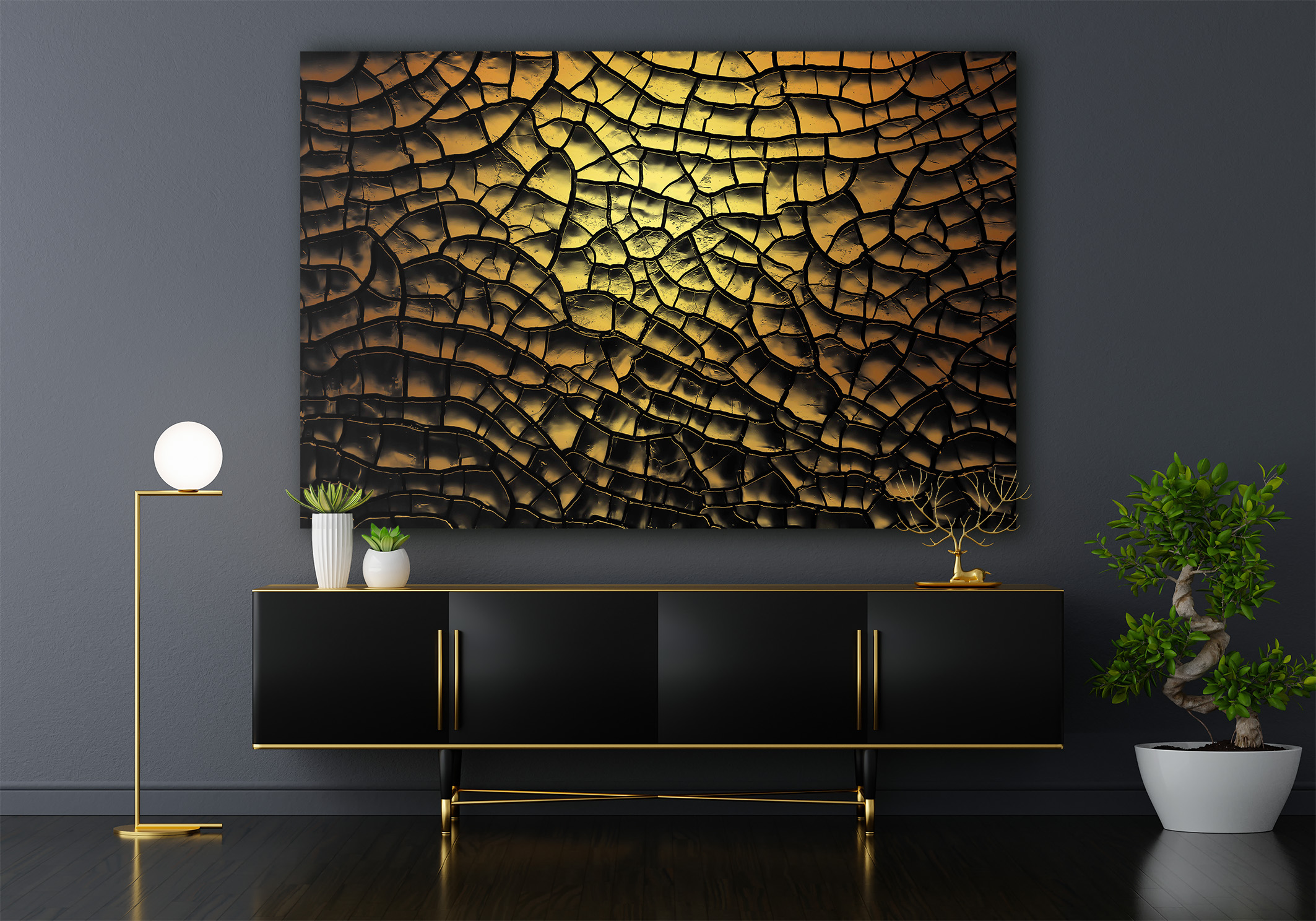 Wandbild Trockener Boden gold Flur Wandbild Trockener Boden gold Flur