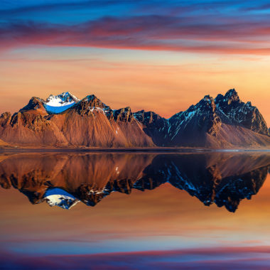 Wandbild Vestrahorn bei Sonnenuntergang