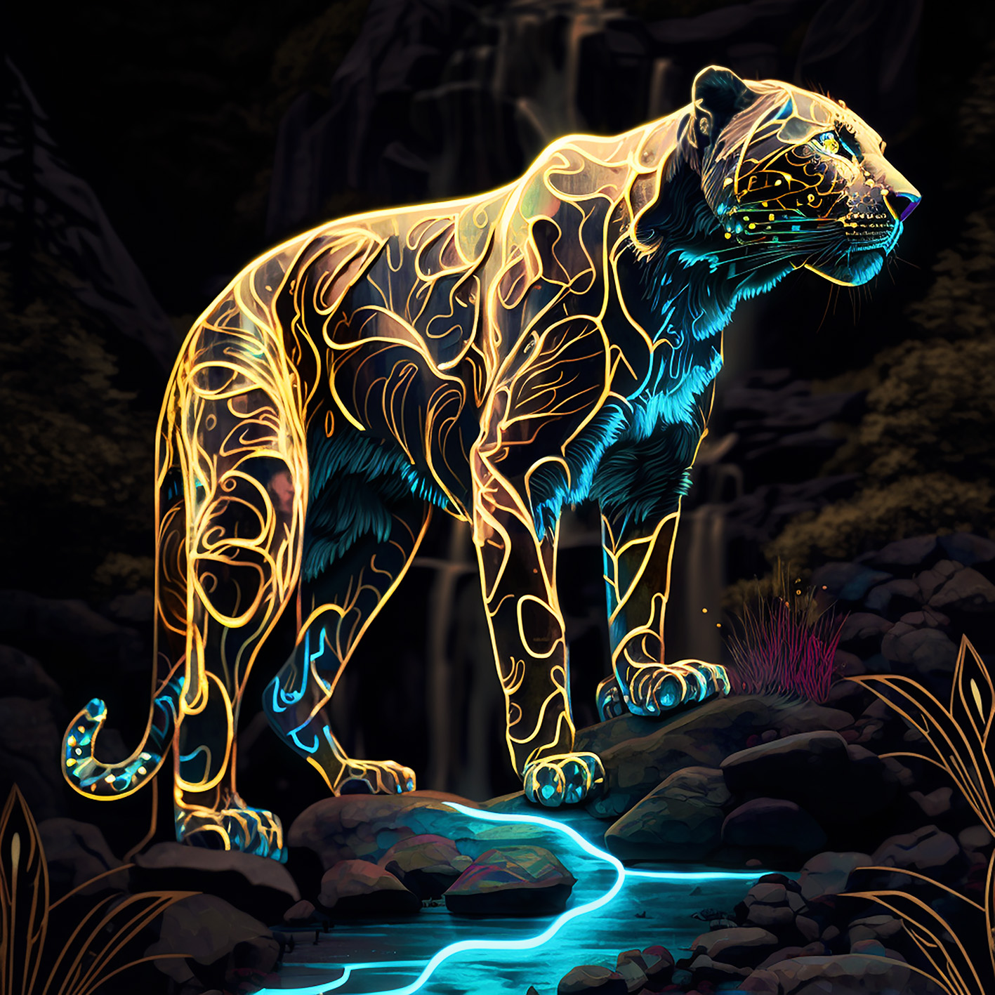 wandbild-neon-panther-tiere-abstrakt-flowersandmacro-web Wandbild Neon Panthera No.1