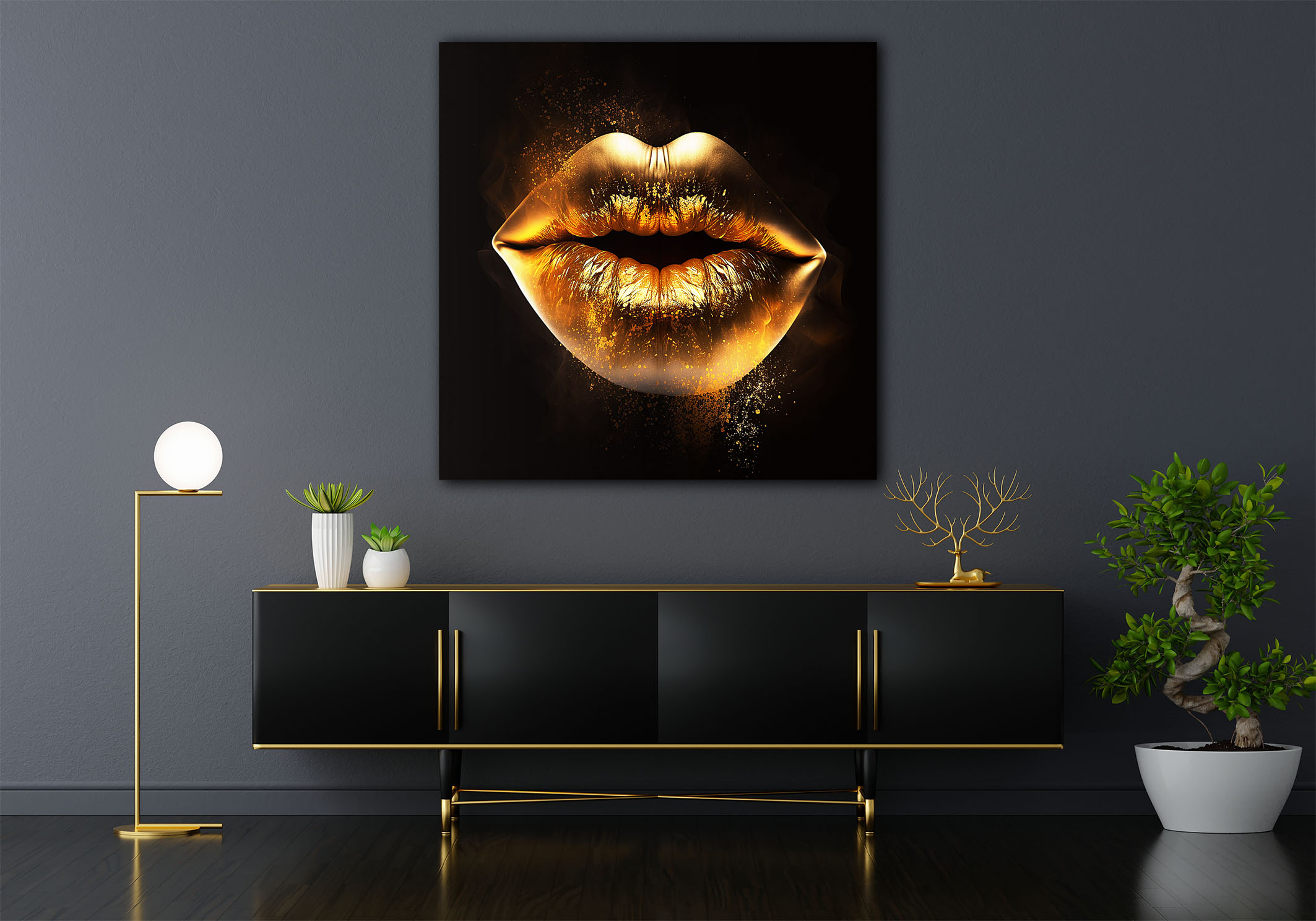 Wandbild Golden lips - Flur