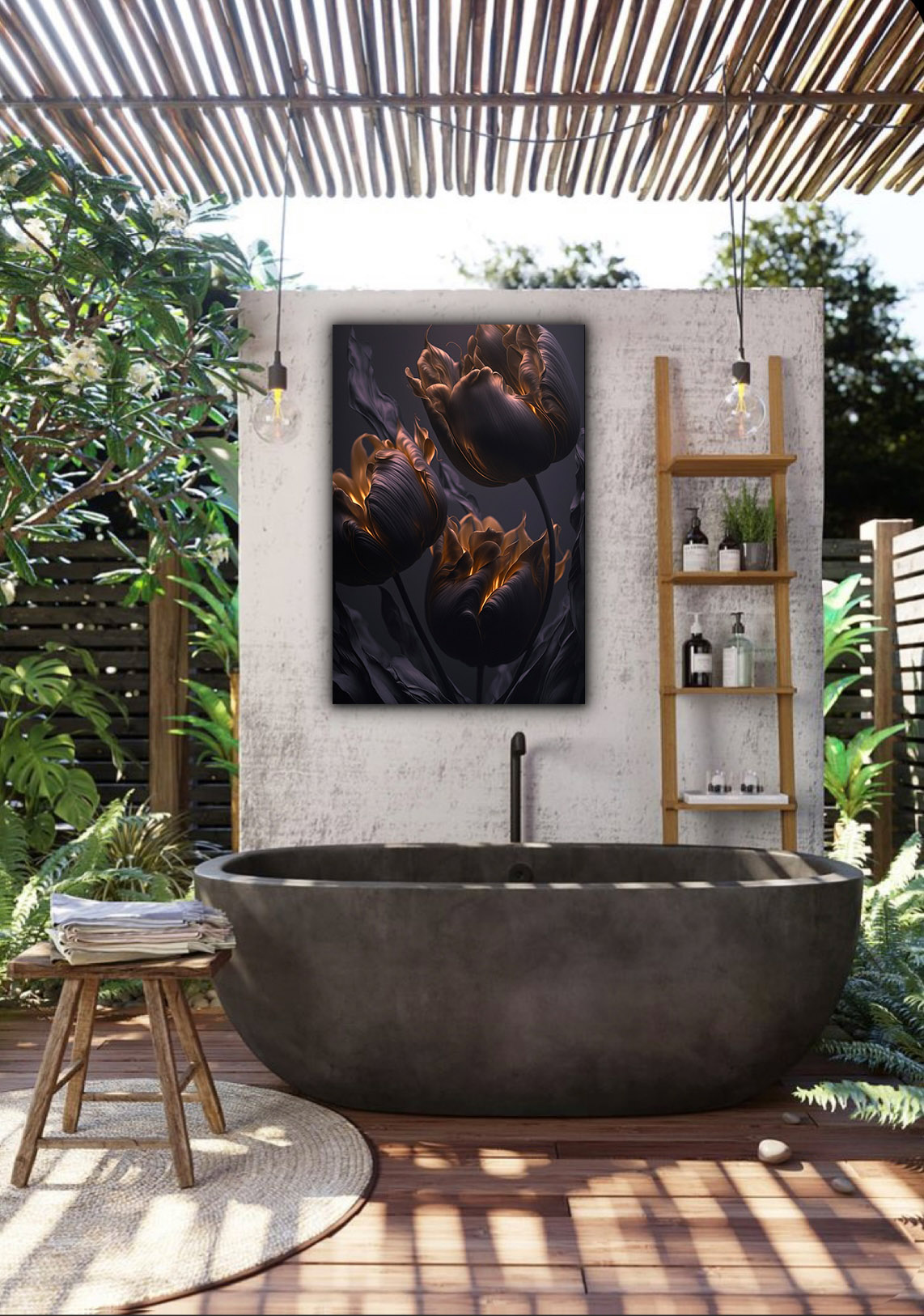 wandbild-black-tulips-natur-edise-memic-bad Wandbild Black Tulips - Bad