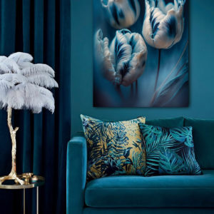 wandbild blue tulips natur edise memic wohnzimmer
