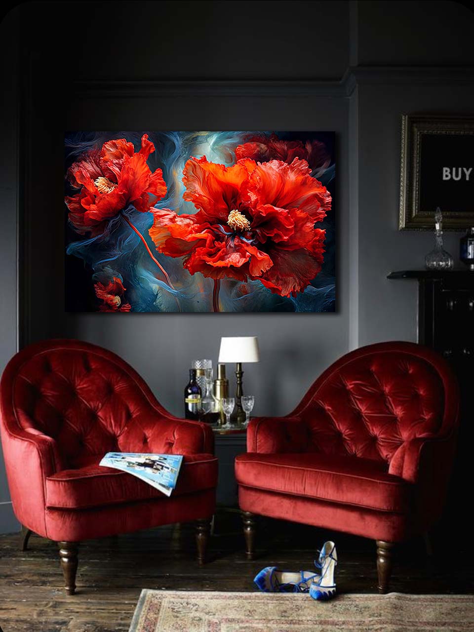 Wandbild Bright red poppies - Flur