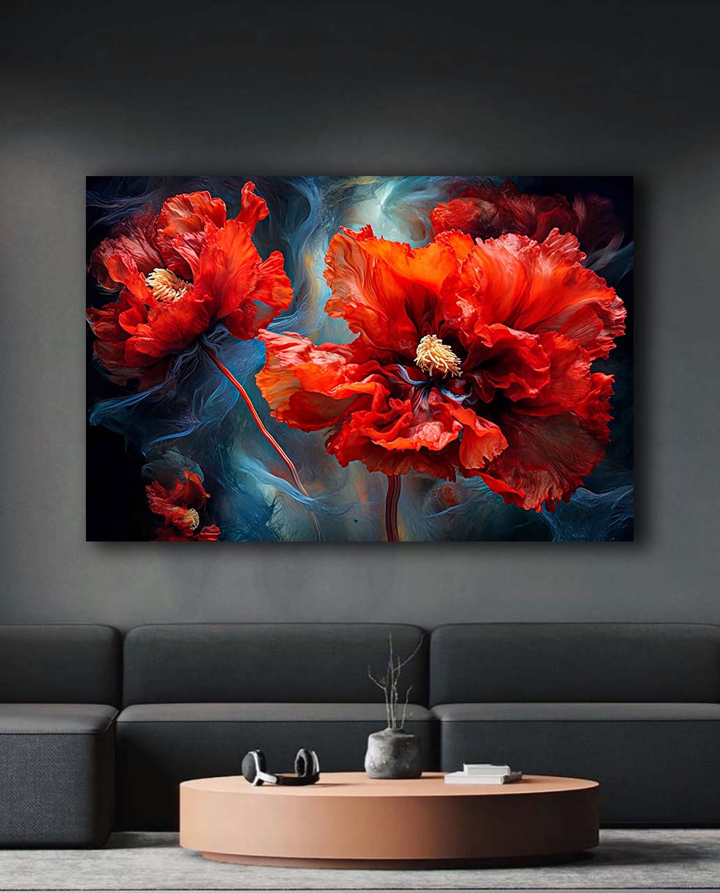 Wandbild Bright red poppies - Wohnzimmer 2 Wandbild Bright red poppies - Wohnzimmer 2