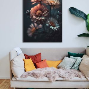 wandbild chrysantheme macrobih wohnzimmer