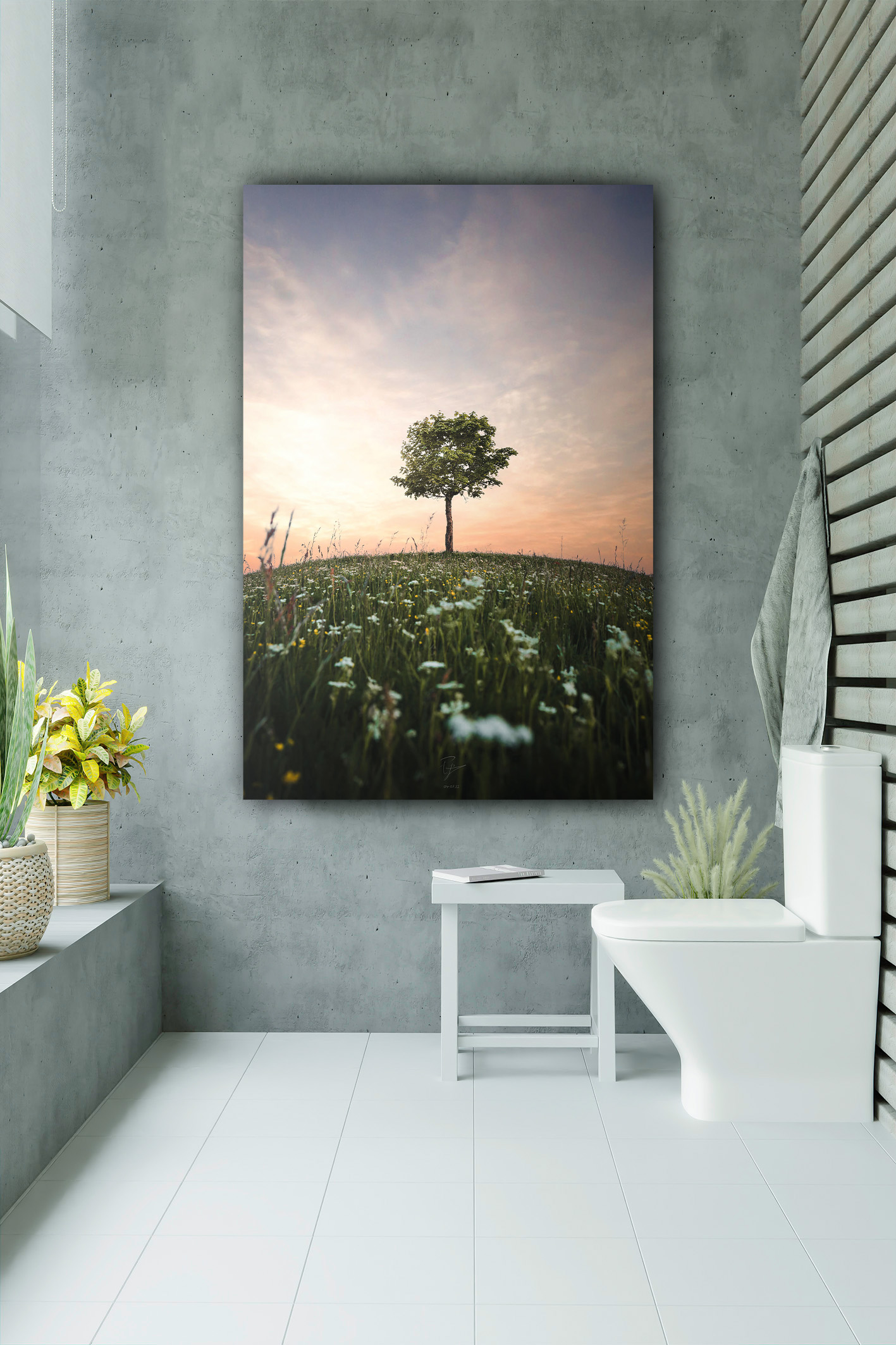 Wandbild Stiller Abendhügel - Bad