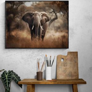 Wandbild Elefant im Sonnenuntergang Tiere Natur Flur