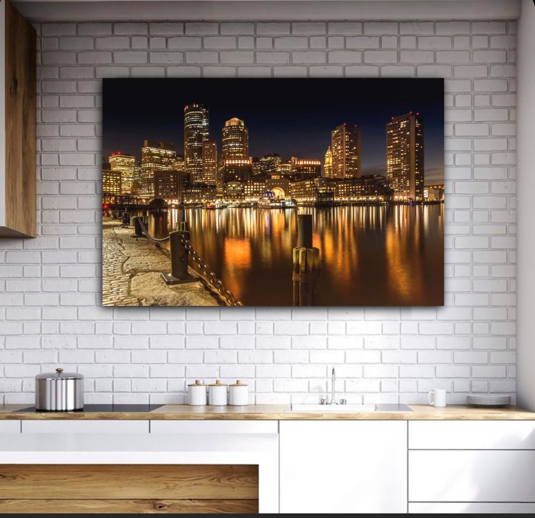 wandbild boston skyline kueche