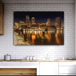 wandbild boston skyline kueche