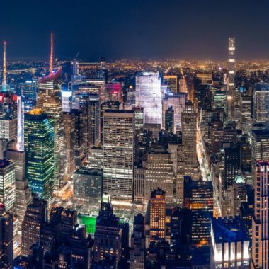 Wandbild - Skyline von New York City bei Nacht