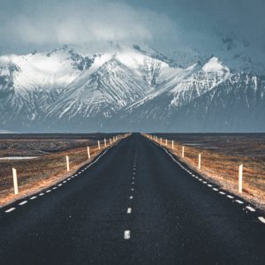 Wandbild - Straße in die Berge