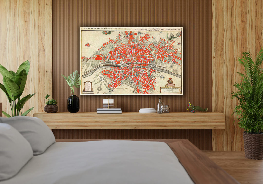wandbild-historischer-stadtplan-paris-schlafzimmer