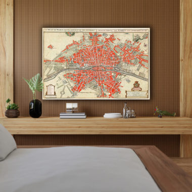 wandbild-historischer-stadtplan-paris-schlafzimmer