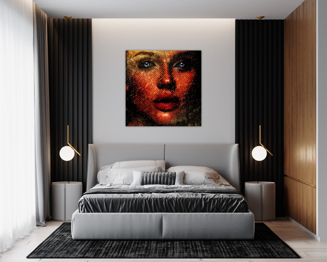 wandbild-rote-pixel-gesichter-abstrakt-schlafzimmer-min