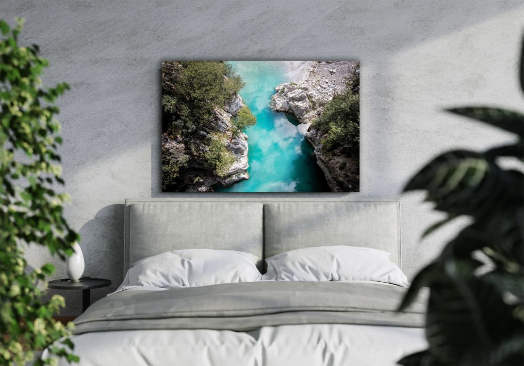 Wandbild Luftaufnahme Valbona Valley im Schlafzimmer, Natur & Landschaft