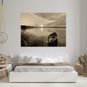 Wandbild Boot sepia im Wohnzimmer, Natur & Landschaft