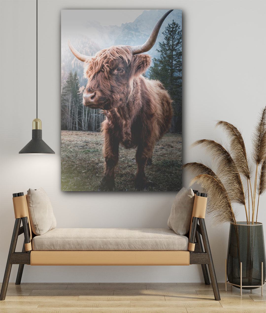 Wandbild Bulle stehend im Wohnzimmer, Tiere & Natur