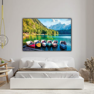 Wandbild Bunte Boote im Schlafzimmer, Natur & Landschaft