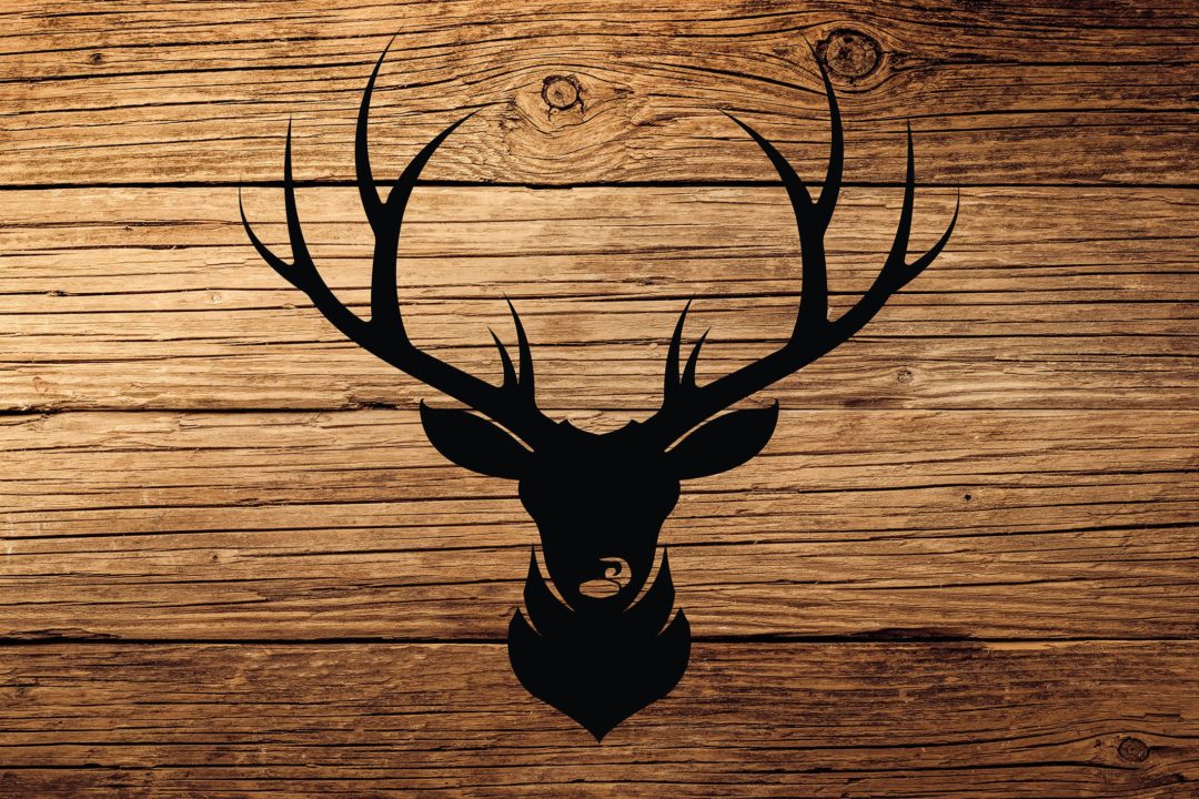 Wandbild Hirschsilhouette auf Holz, Tiere & Natur