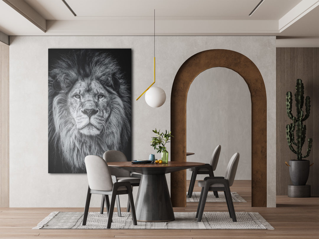 Wandbild Portrait Löwe im Esszimmer, Natur & Tiere