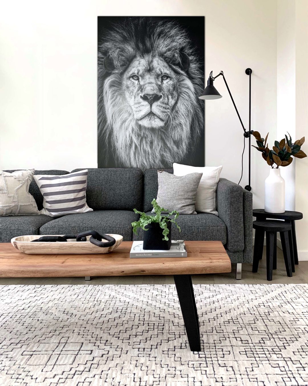 Wandbild Portrait Löwe im Wohnzimmer, Natur & Tiere