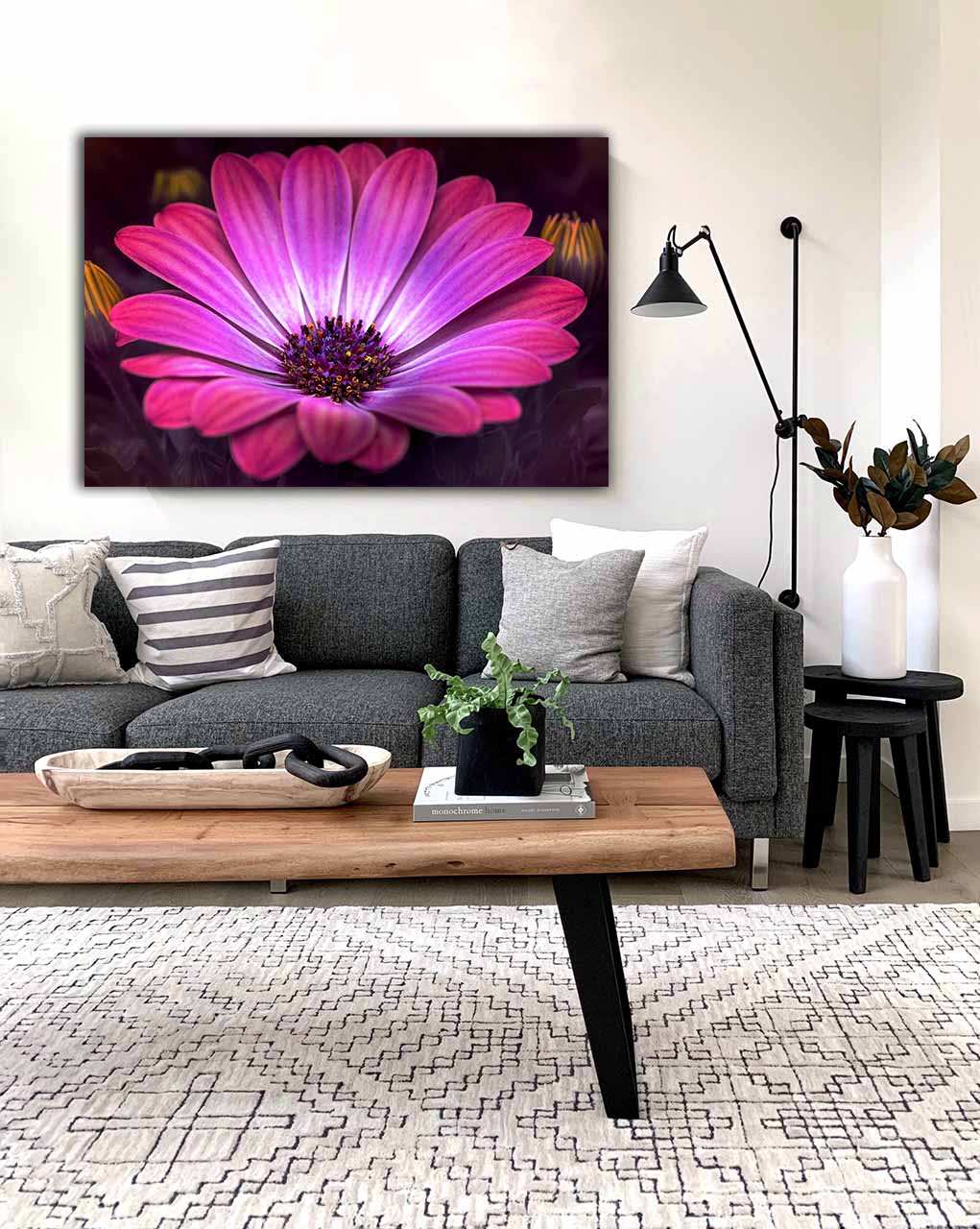 Wandbild Rosa Blüte im Wohnzimmer, Natur & Landschaft
