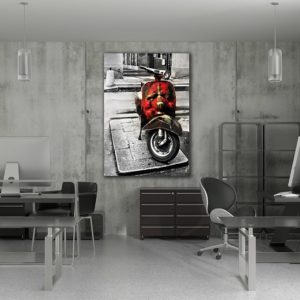 Wandbild Vespa rot im Büro, Abstrakt & Landschaft