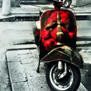Wandbild Vespa rot, Abstrakt & Landschaft